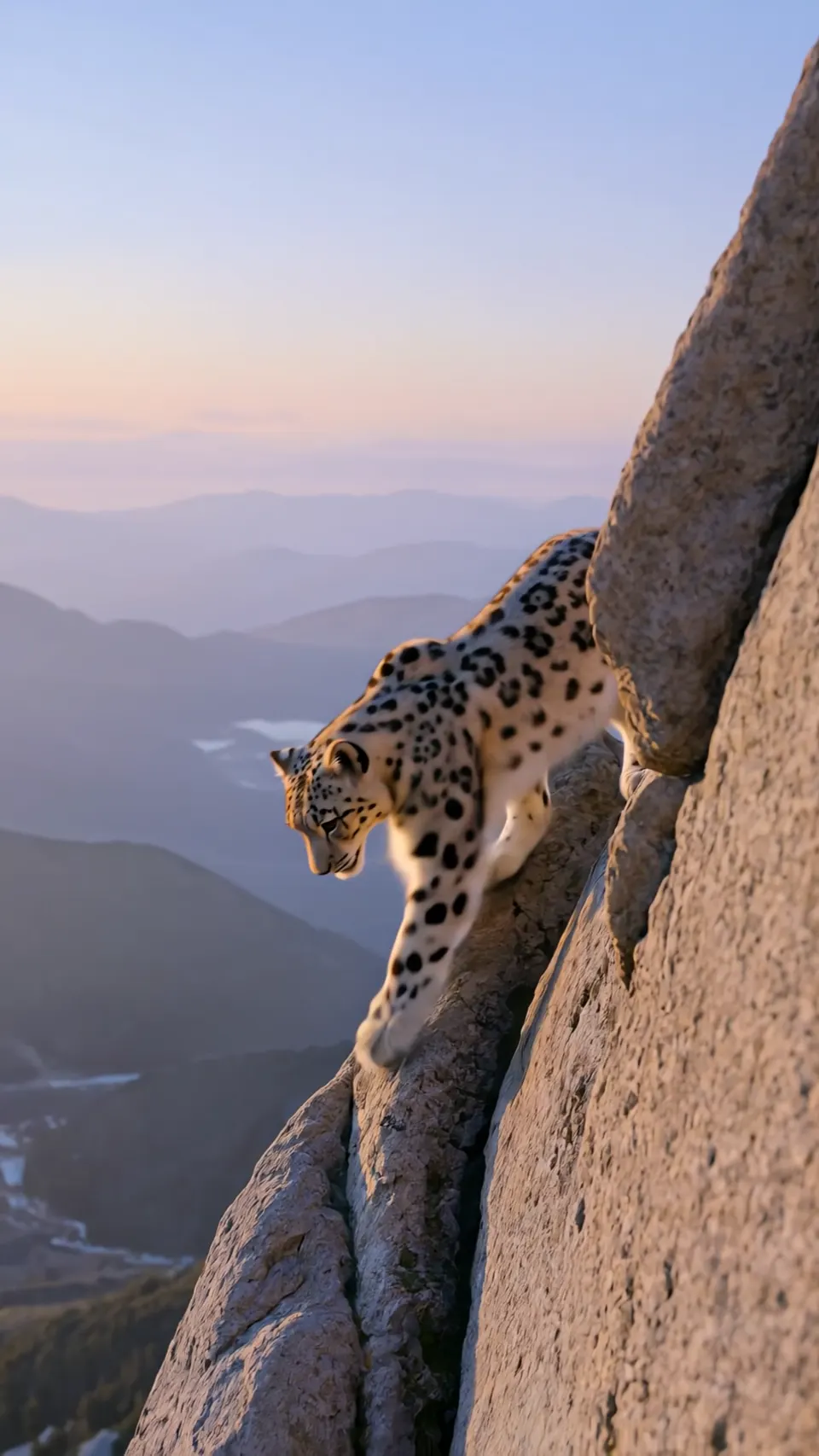 Snow Leopard on a Rocky Slope