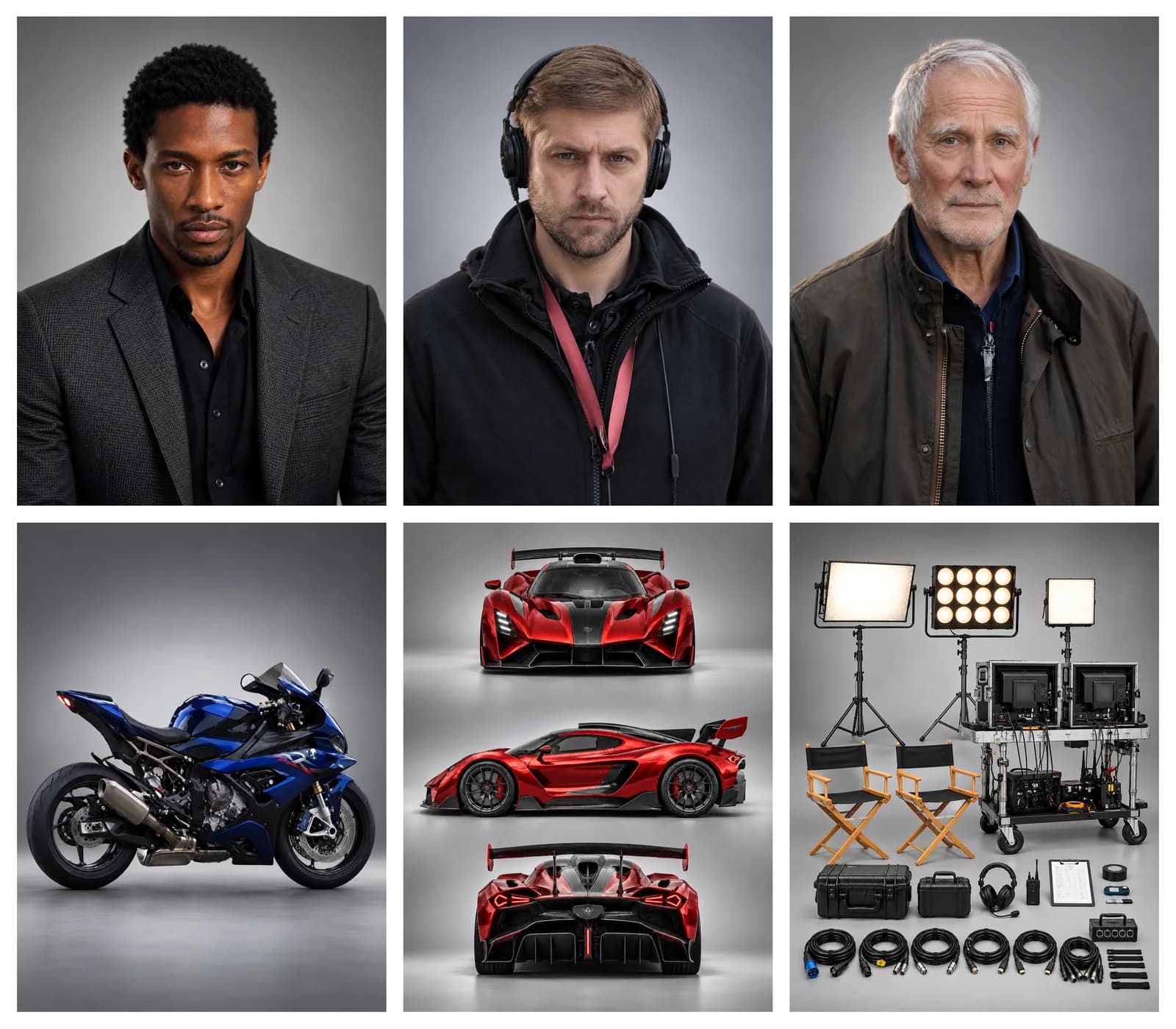 Character and vehicle reference layout from the cinematic example